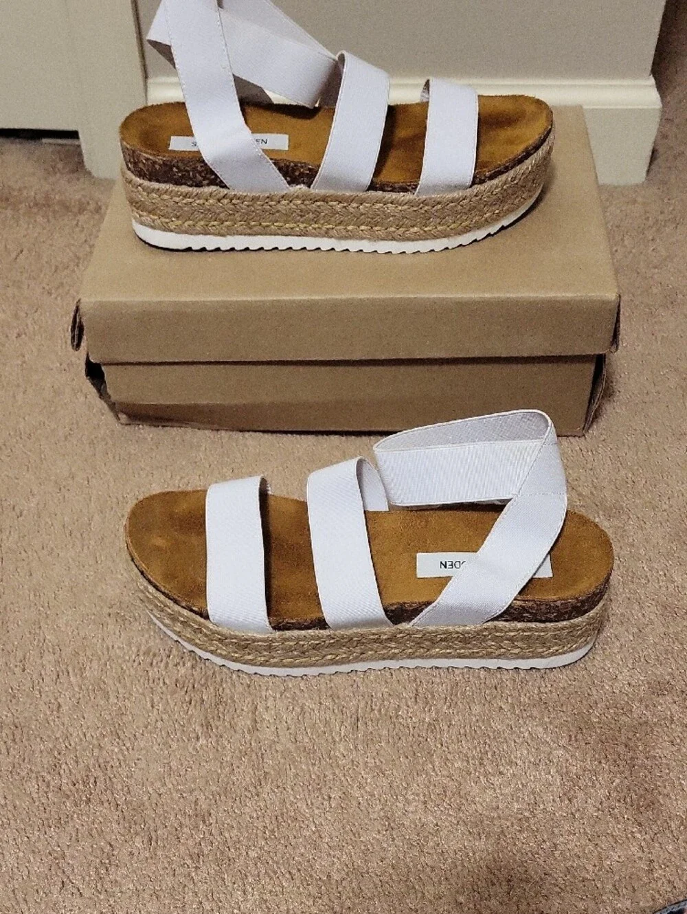 Steve Madden White Platform Sandals